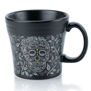 Fiestaware Fiesta Black Tapered Mug Cup Sugar Skull & Vine Sugar 15 OZ Laughlin